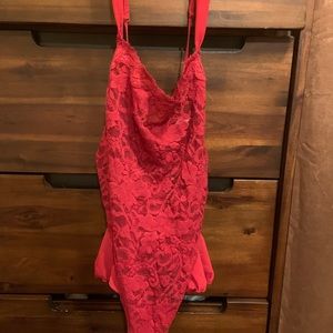 Victoria’s Secret Romantic Red Lace Body Suit Teddy